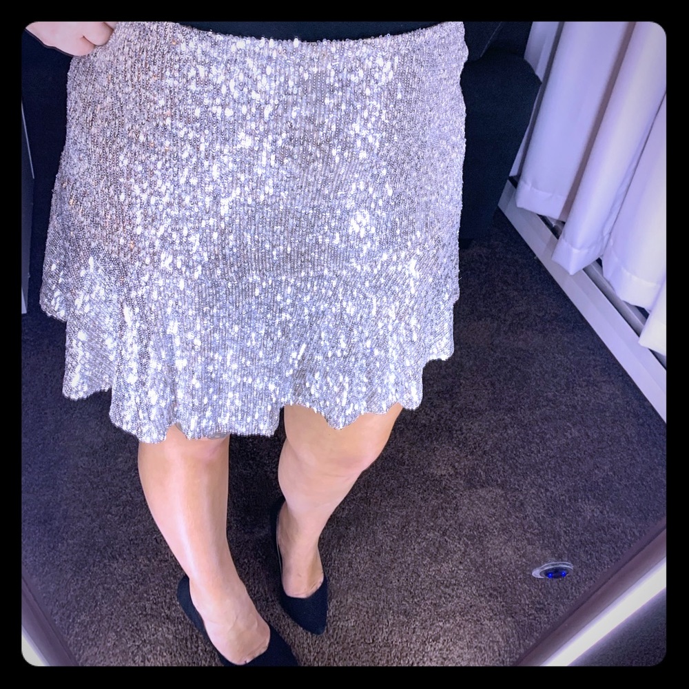 Free People silver sequin skirt